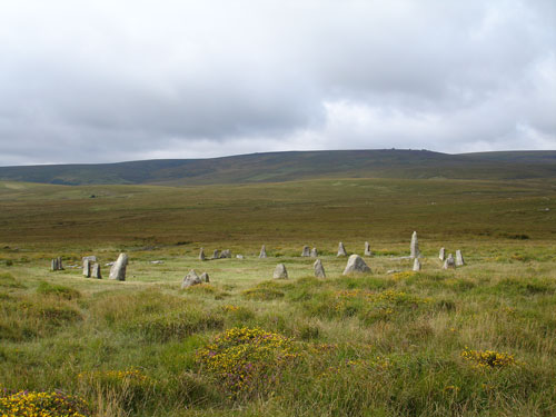 largest stone in the circle at Scorhill on Dartmoor